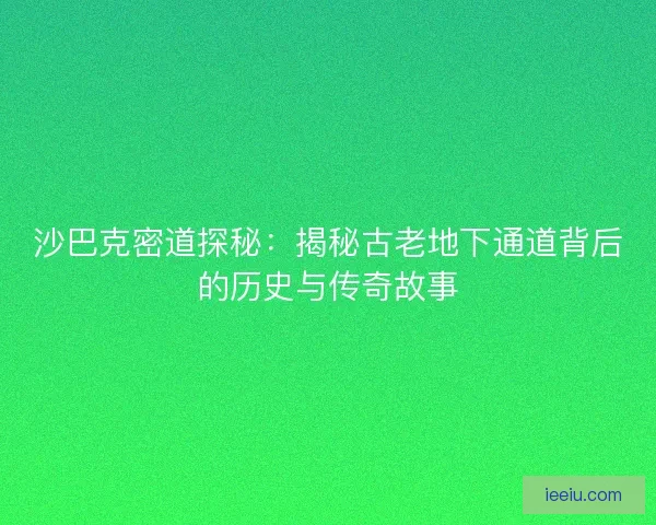 沙巴克密道探秘：揭秘古老地下通道背后的历史与传奇故事